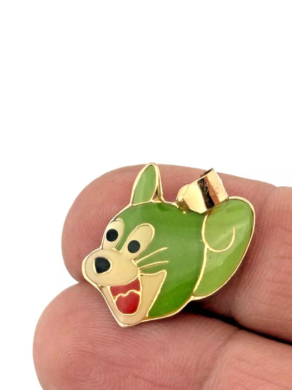 Tom The Cat Pendant 18k 750 Yellow Gold Cartoon Charm