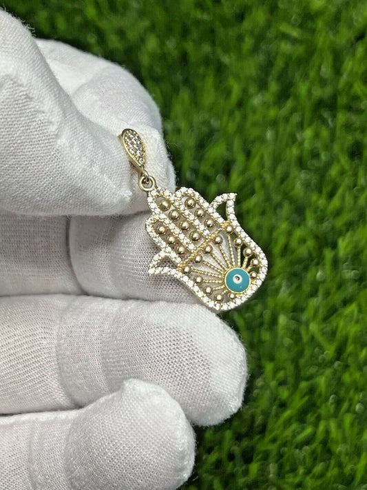 14k Yellow Gold  Hamsa Pendant Hand of God Amulet